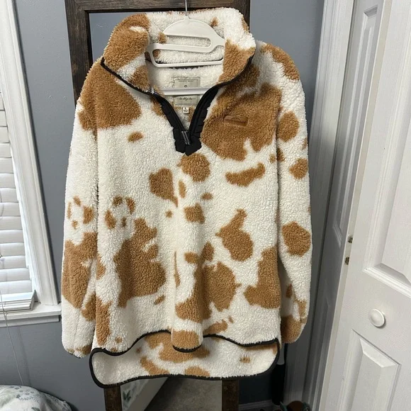 Simply Southern Tops Simply Southern Cowprint Quarterzip